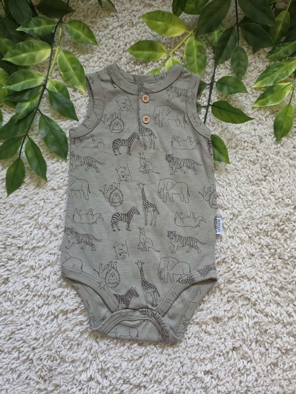 Baby Boy Safari Animal Tank Top Onesie (9-12 Months)